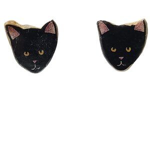 Black Cat Stud Earrings Halloween Cute Acrylic Jewelry Fashion Animal Lover